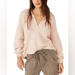 Free People Marlie Pullover Sweater in Dusty Pink